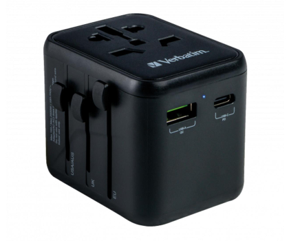 Adapter podrózny Verbatim Uniwersalny adapter podróżny UTA-02 USB-C PD 20W USB-A QC